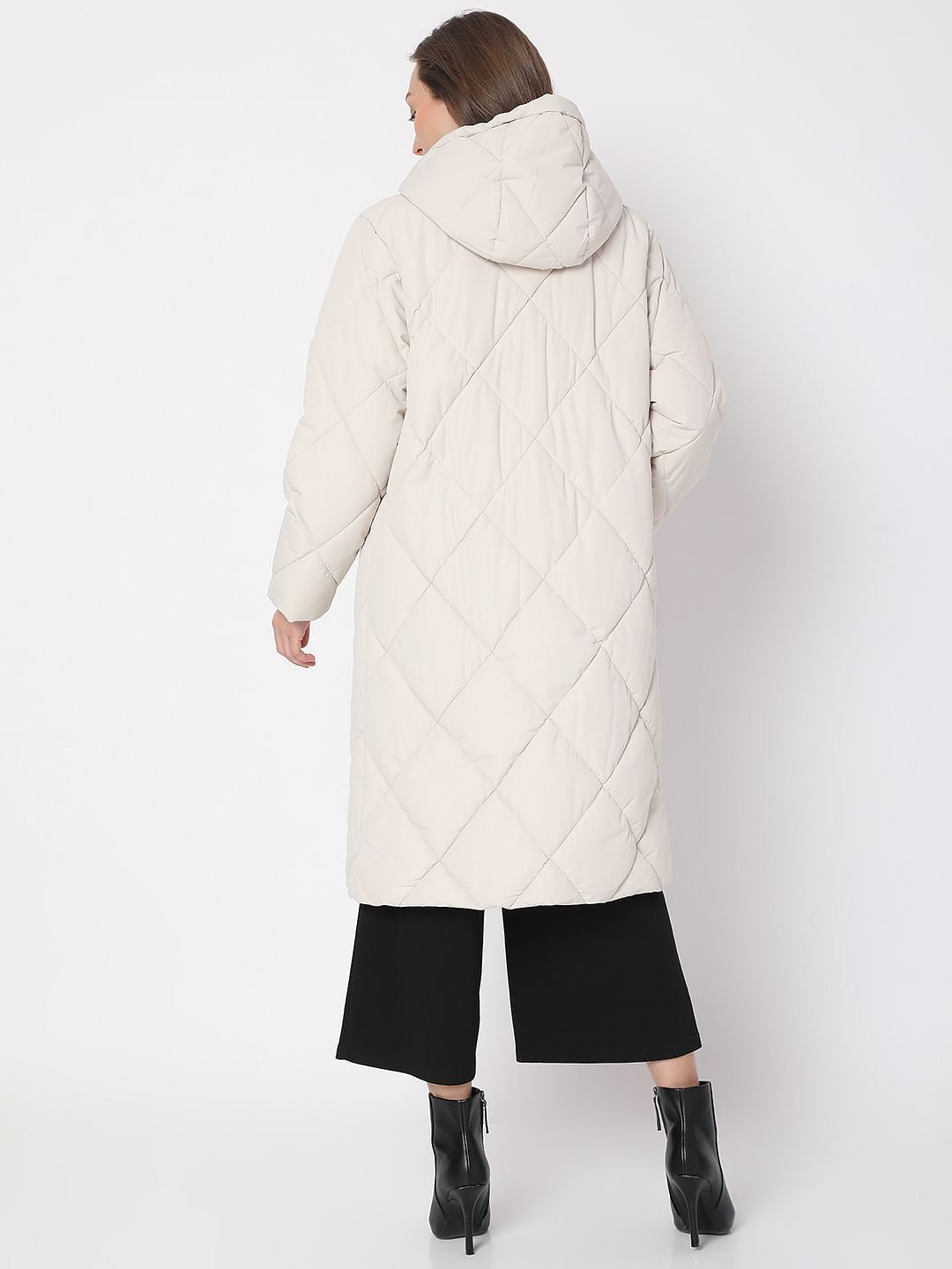 Beige Long Hooded Coat