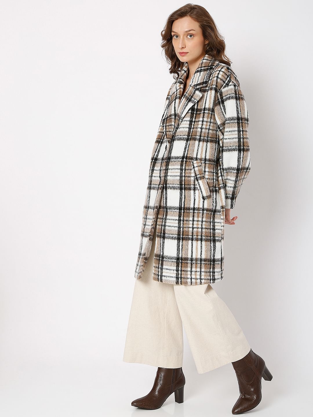 White Check Long Coat