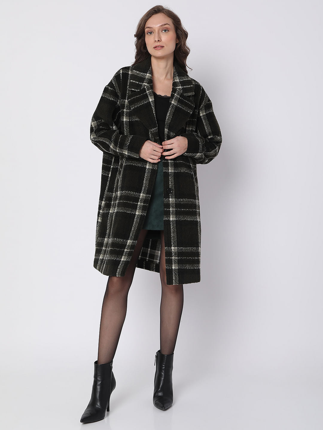 Black Check Long Coat