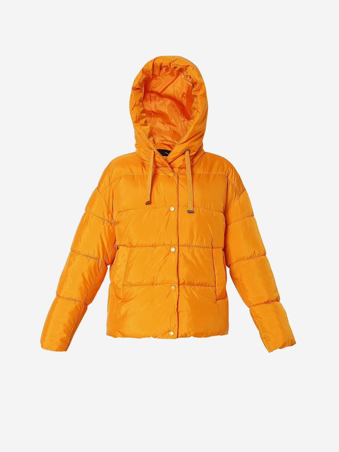 Orange Hooded Puffer Jacket