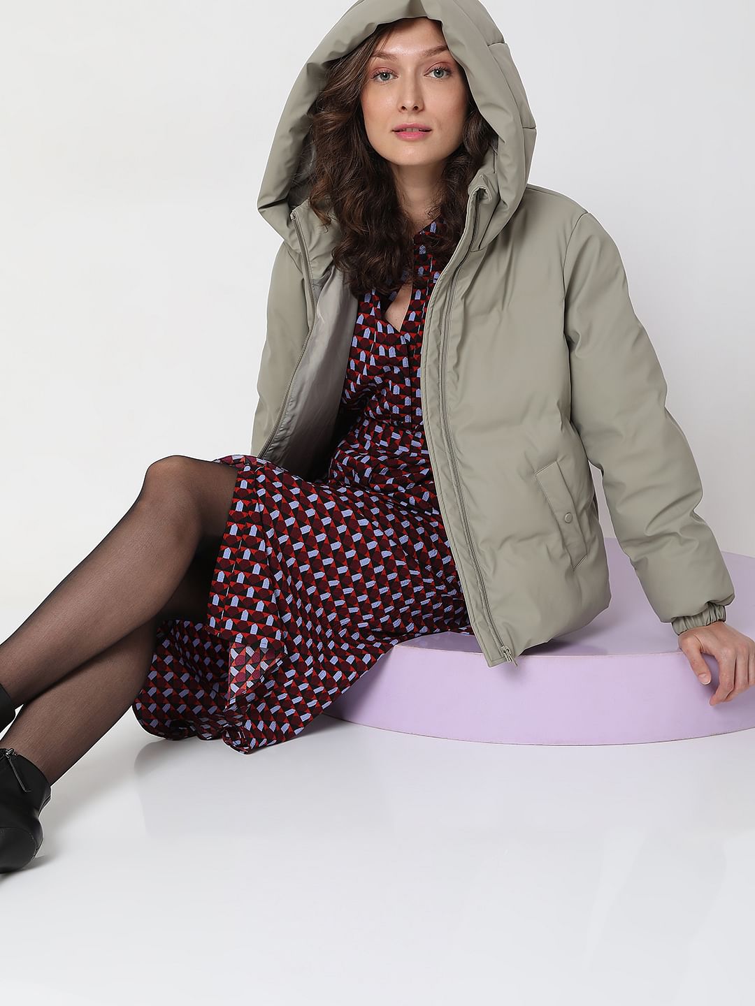 Green Hooded Puffer Jacket