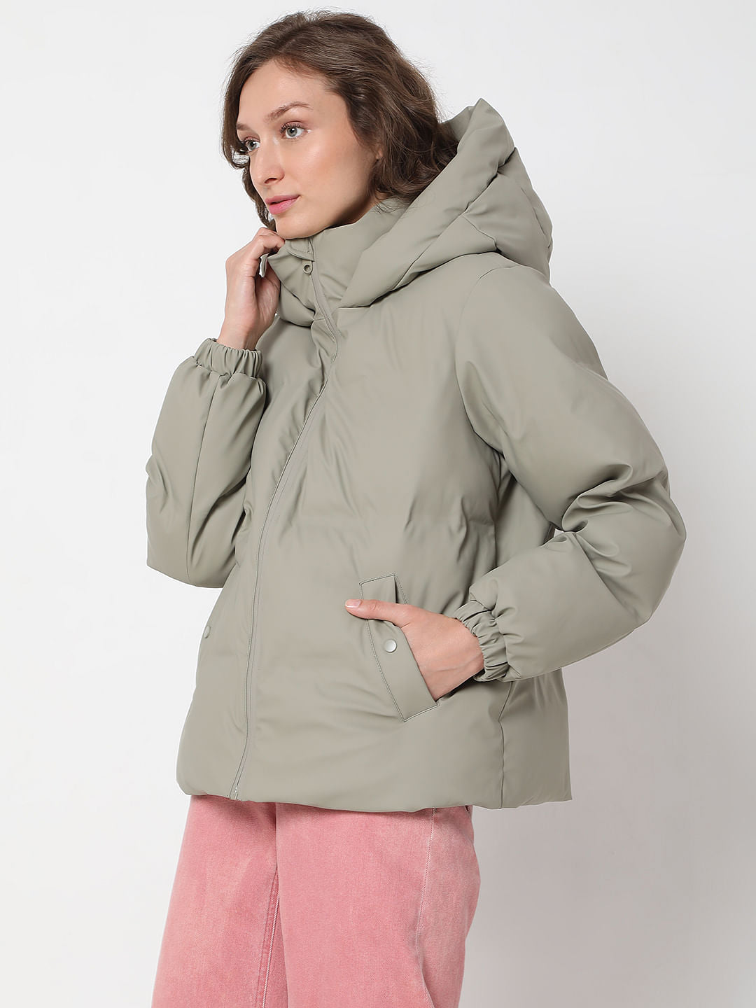 Green Hooded Puffer Jacket