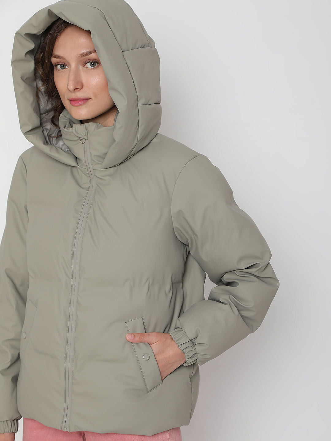 Green Hooded Puffer Jacket