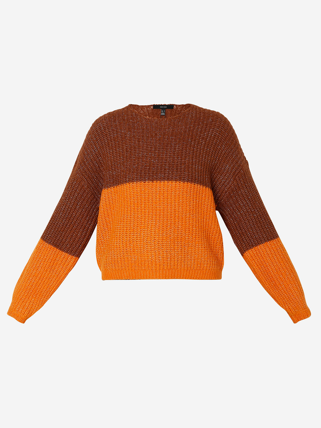 Brown Colourblocked Pullover