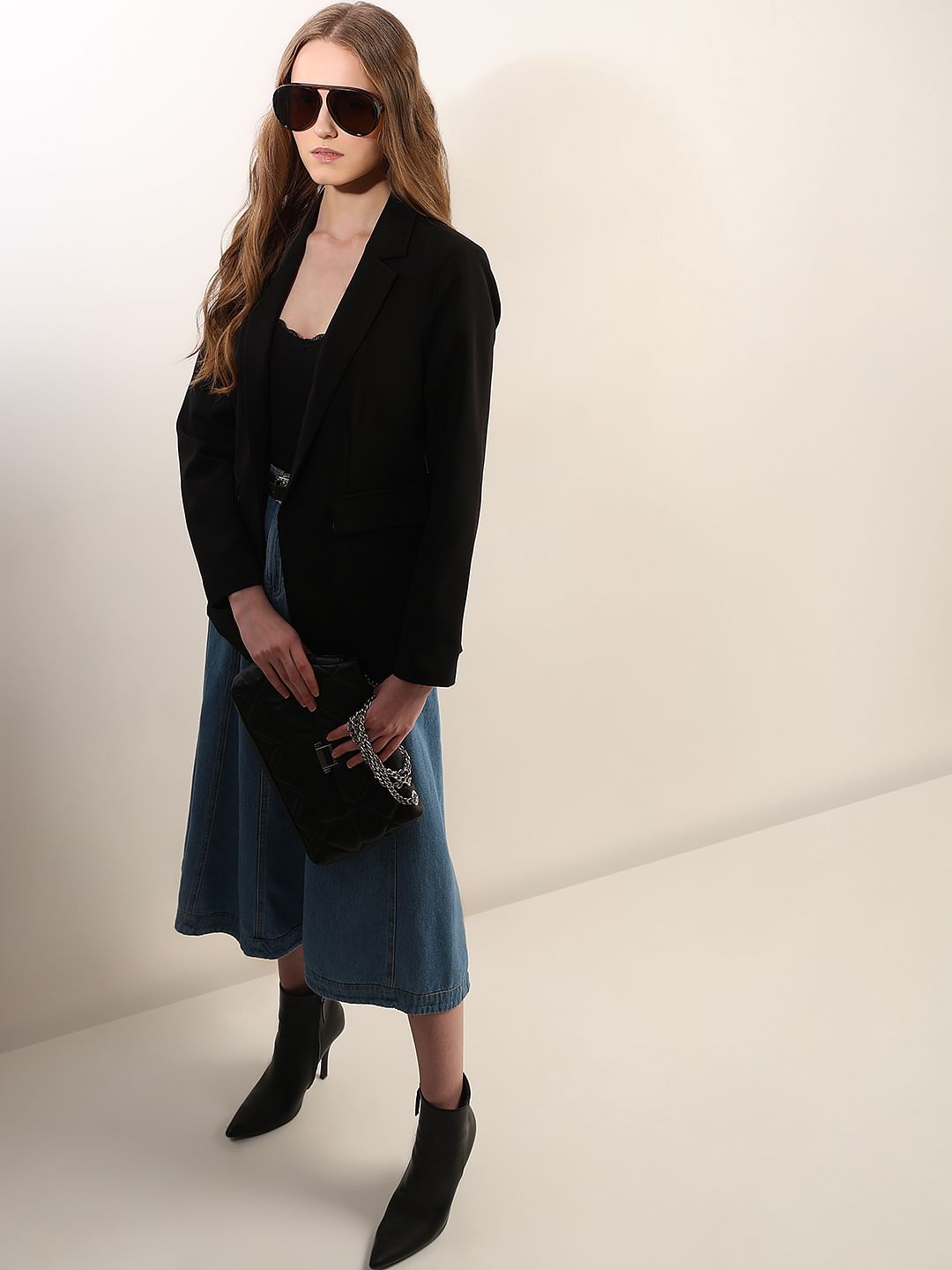 Black Animal Print Detail Blazer