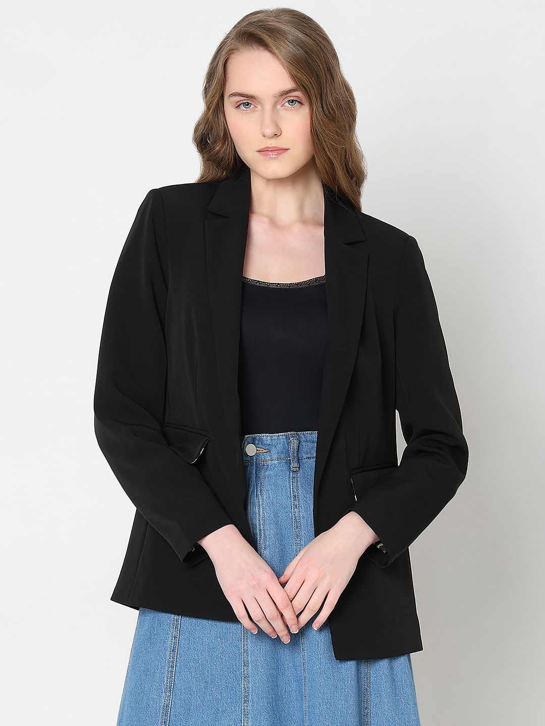 Black Animal Print Detail Blazer