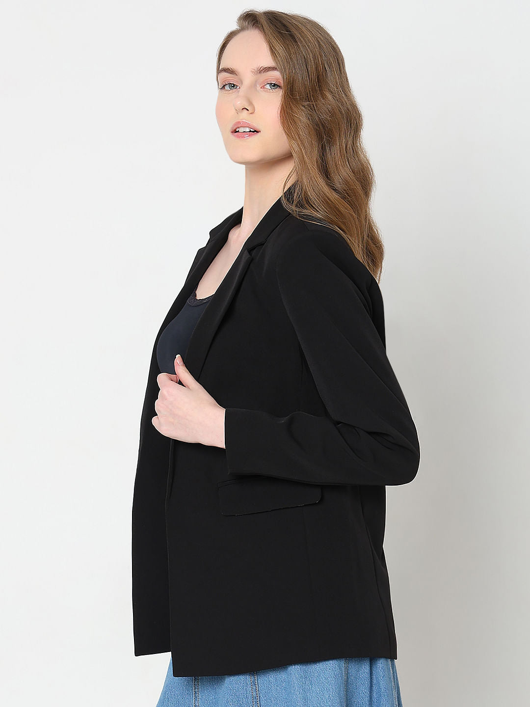 Black Animal Print Detail Blazer