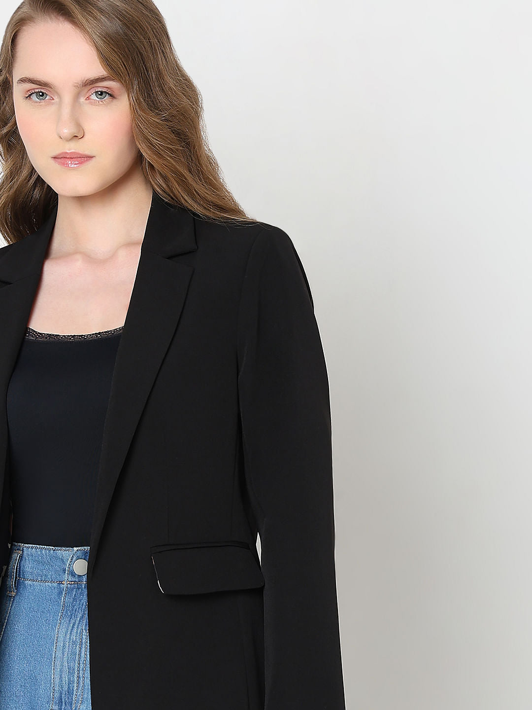 Black Animal Print Detail Blazer