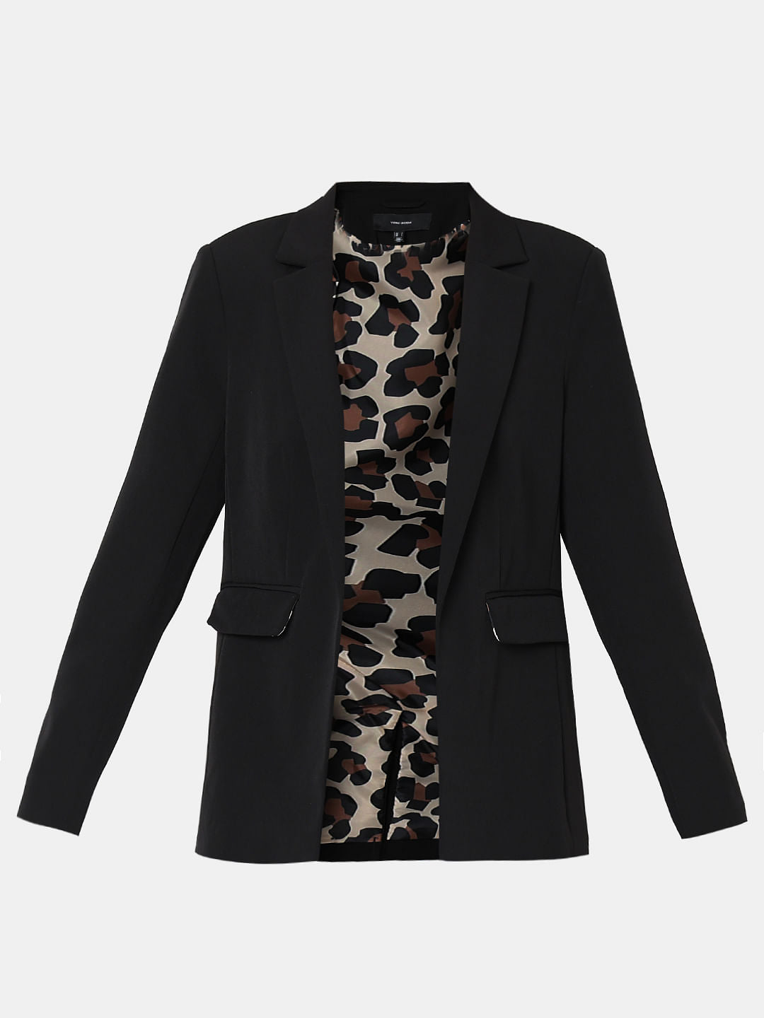 Black Animal Print Detail Blazer