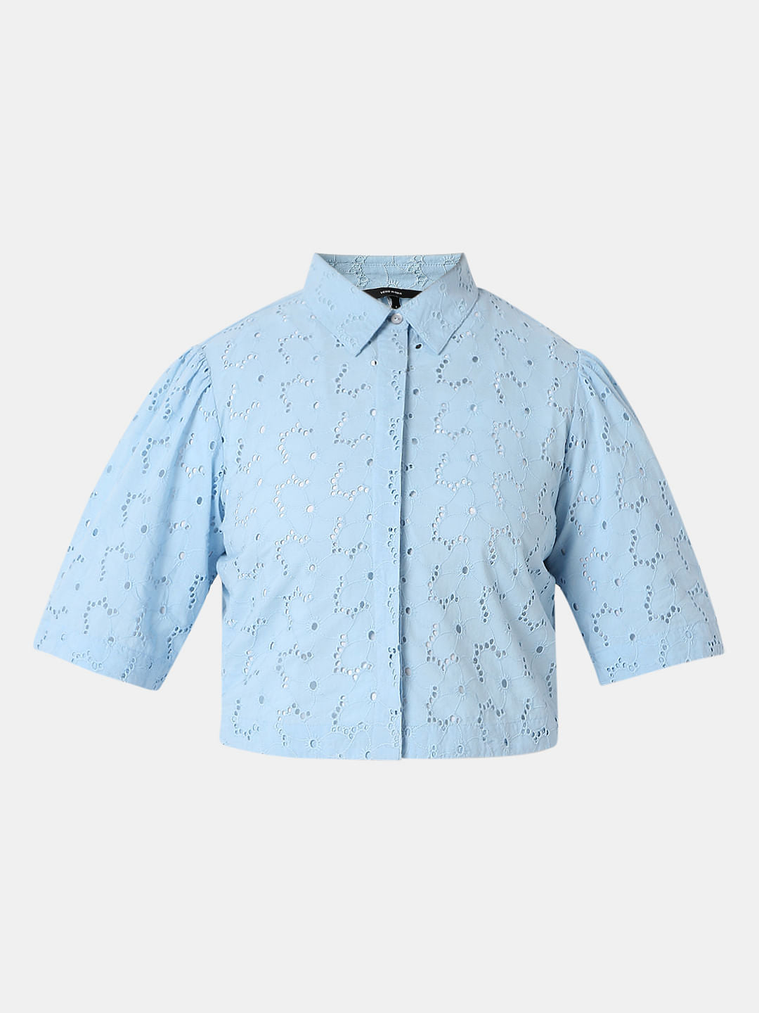 Light Blue Schiffli Co-Ord Set Shirt