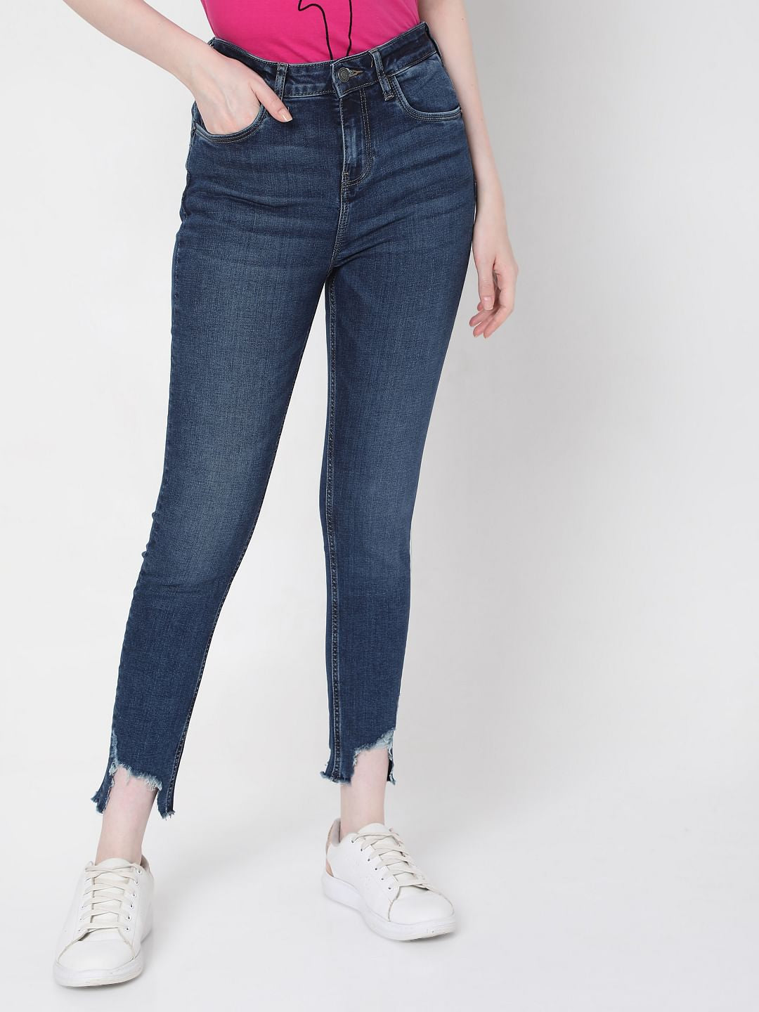 Dark Blue High Rise Skinny Jeans