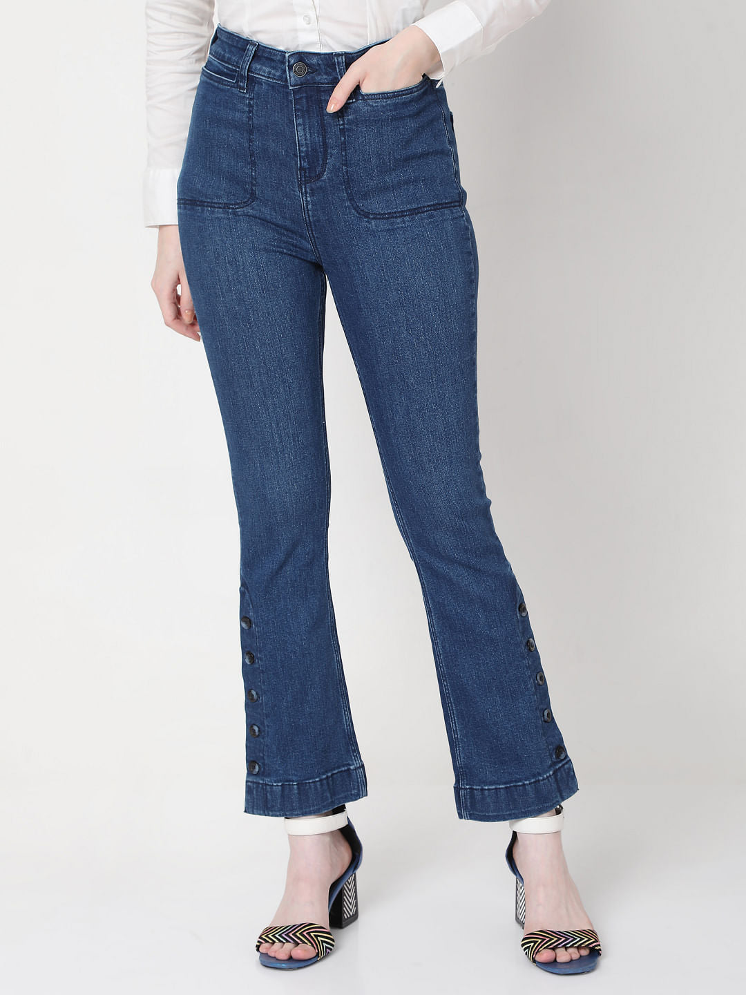 Blue High Rise Bootcut Jeans