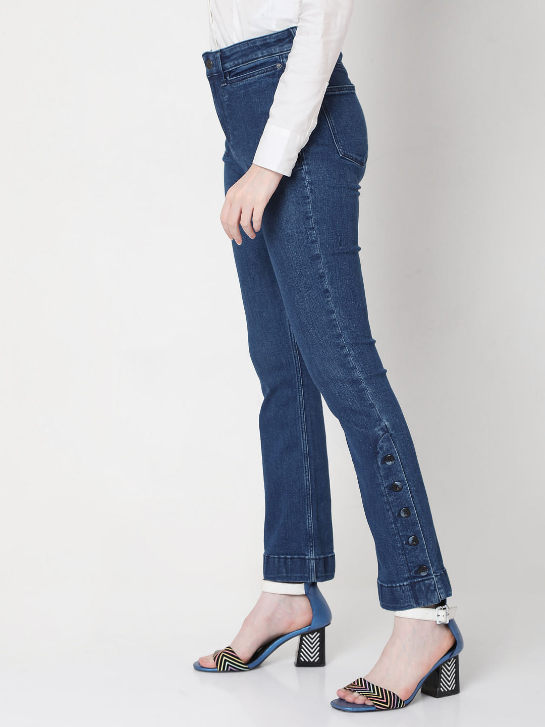 Blue High Rise Bootcut Jeans