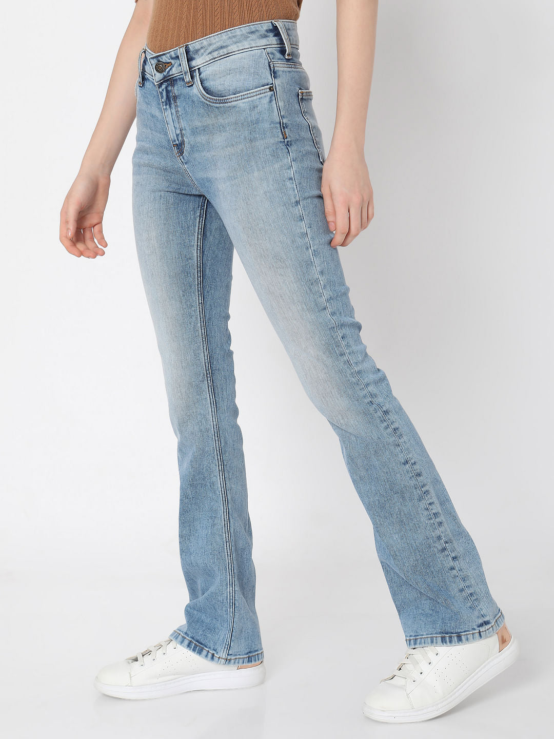 Blue Mid Rise Bootcut Jeans