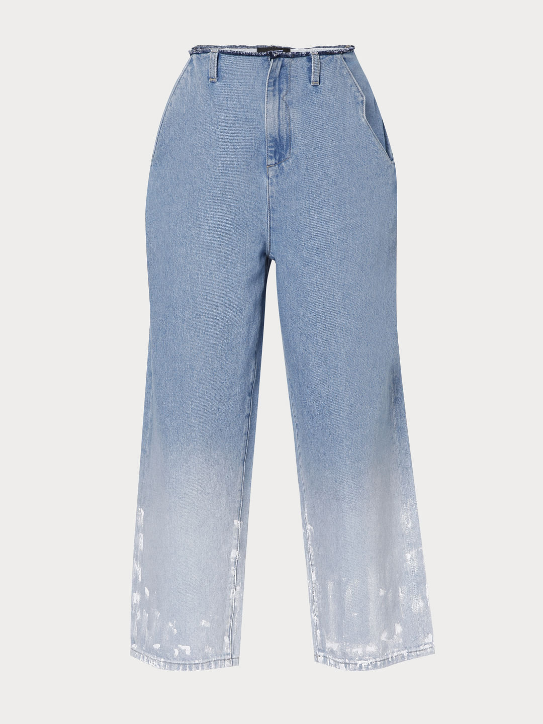 Blue High Rise Ombre Flared Jeans