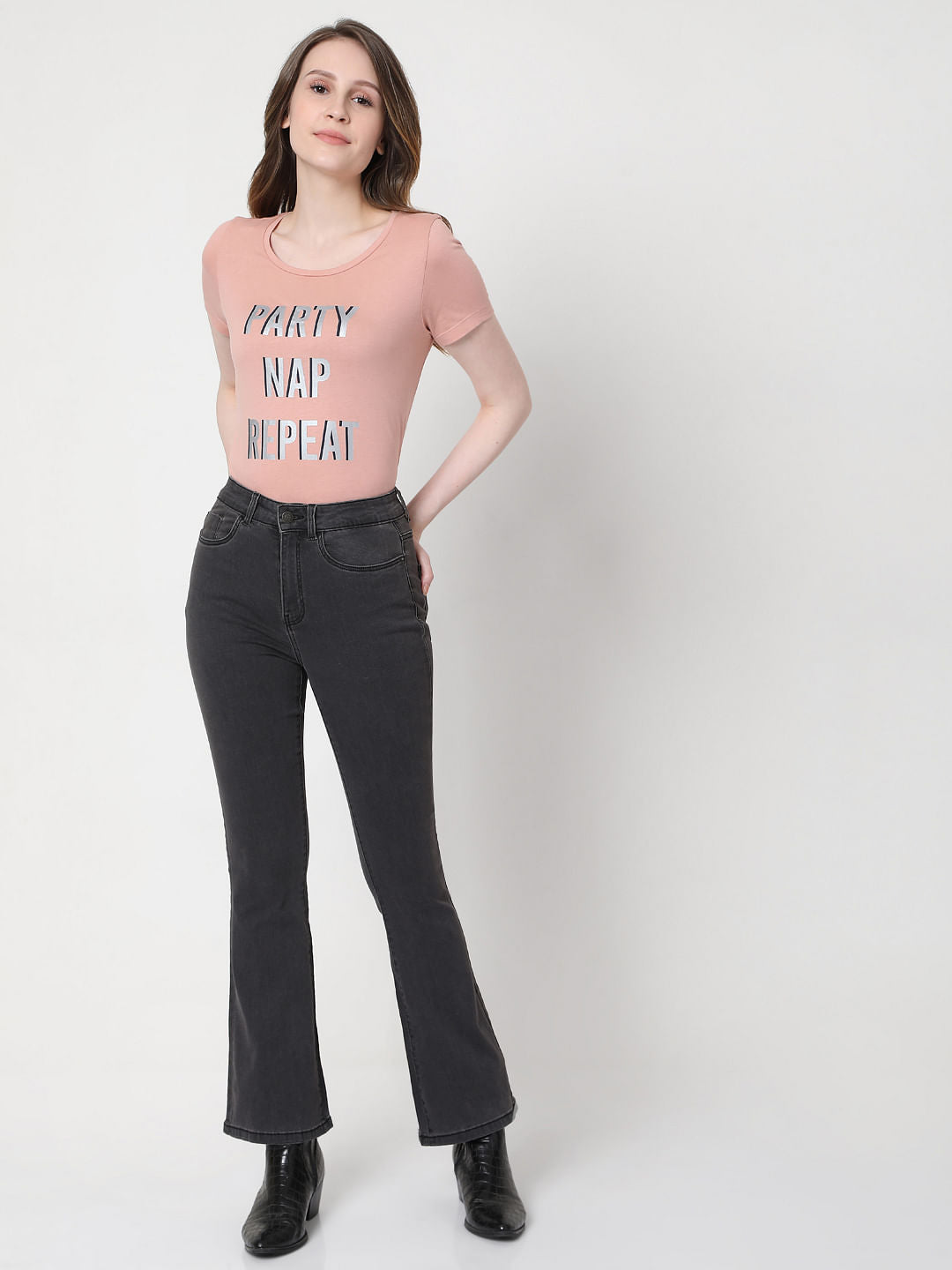 Black High Rise Bootcut Jeans