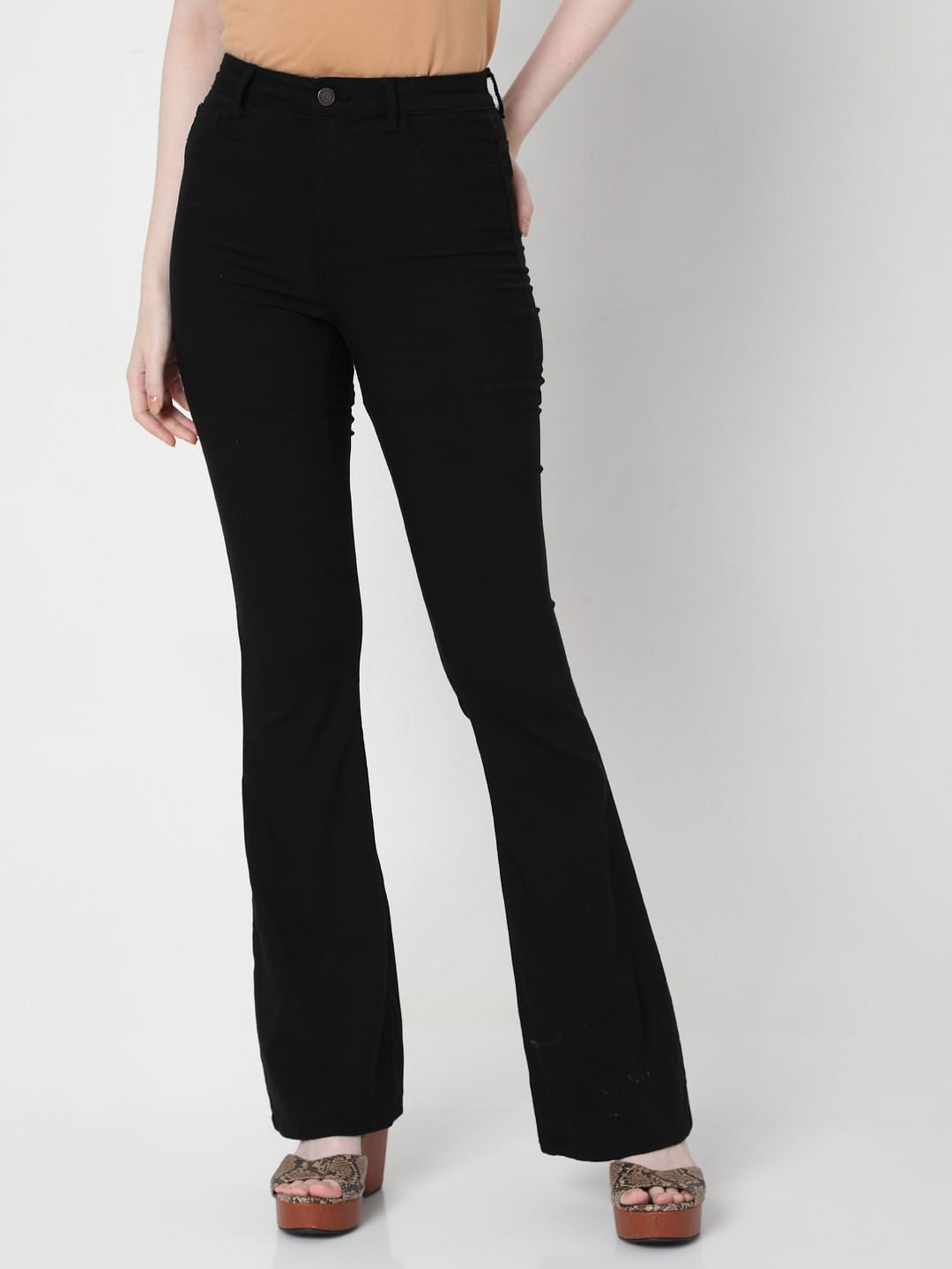 Black High Rise Bootcut Jeans