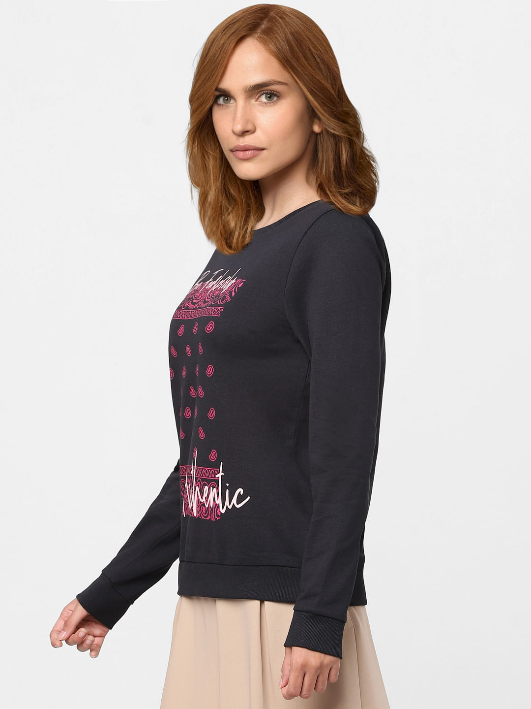 Black Graphic Print Sweatshirt