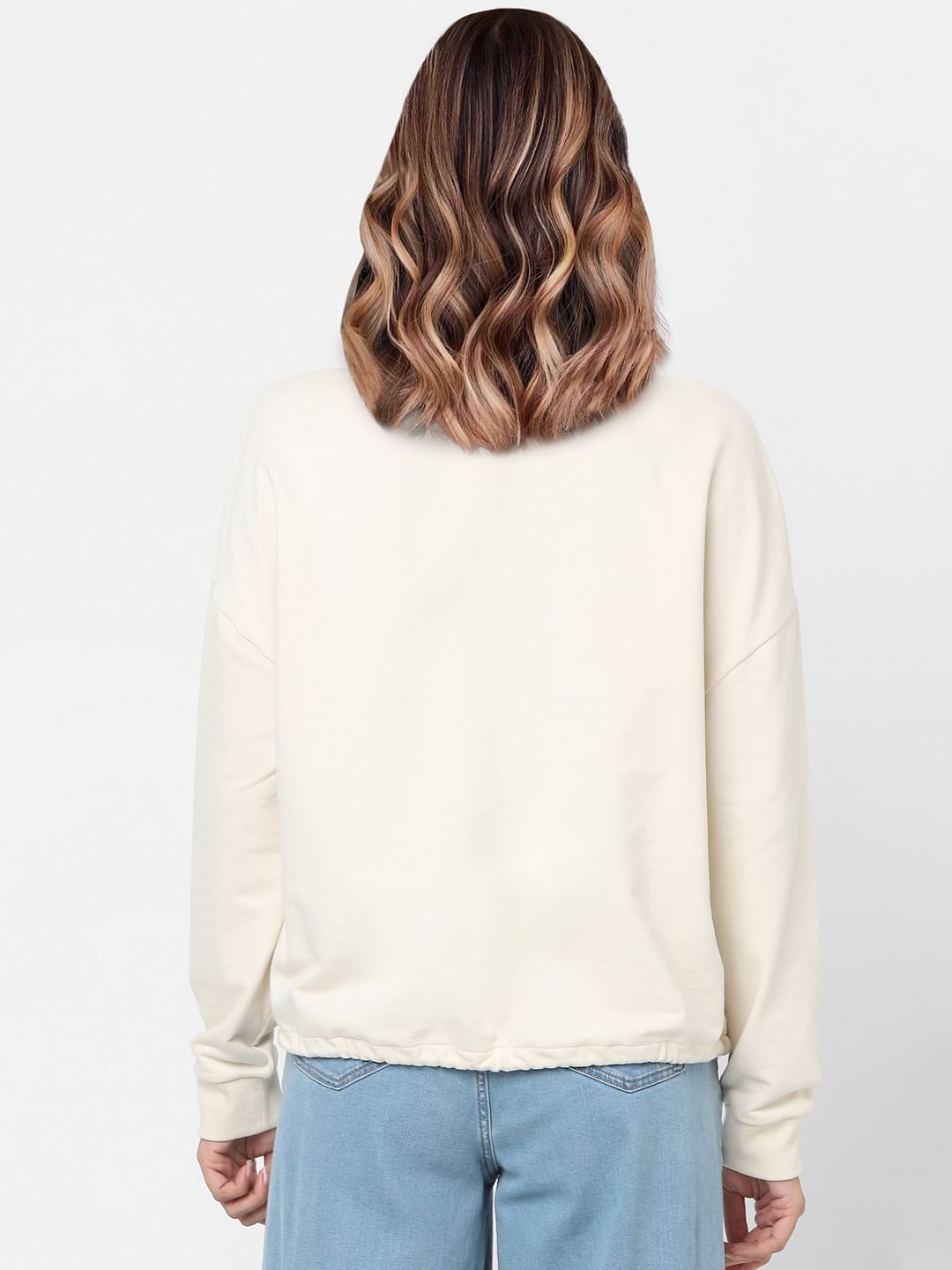 Beige Graphic Print Sweatshirt