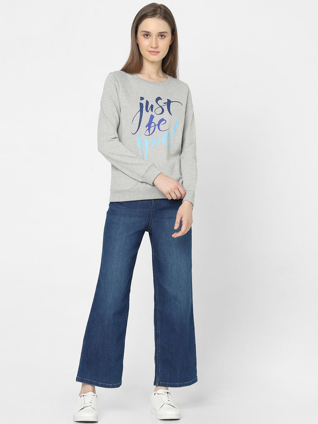 Grey Typographic Print Sweatshirt