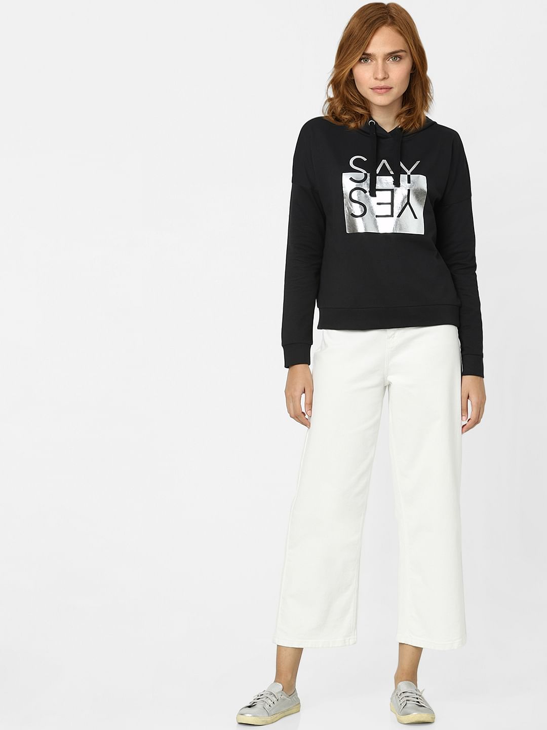 Black Printed Hooded Sweatshirt