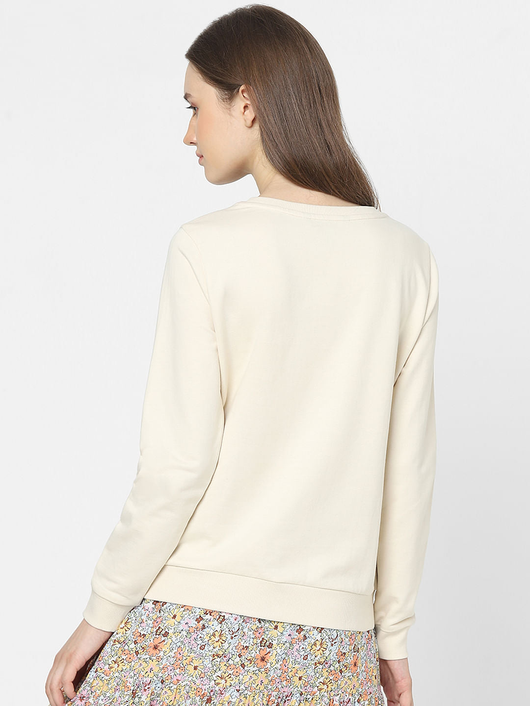 Beige Graphic Print Sweatshirt
