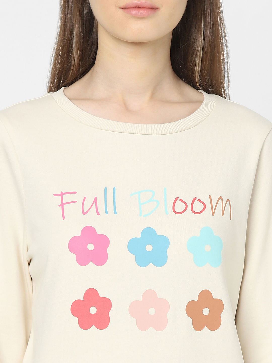 Beige Graphic Print Sweatshirt