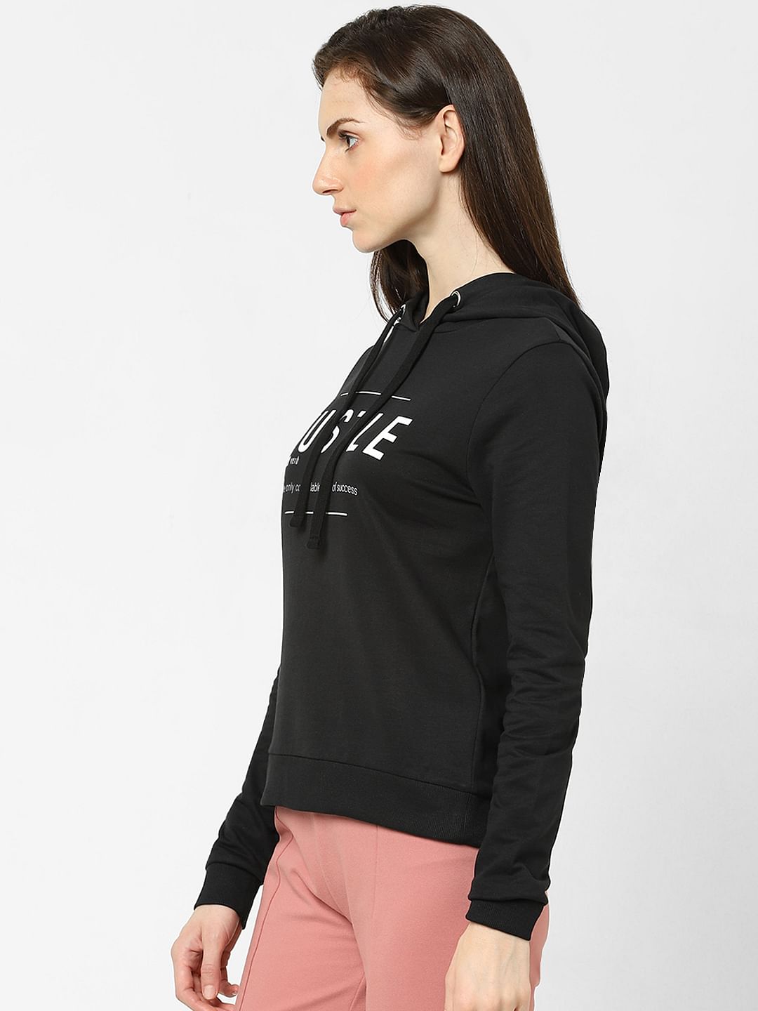 Black Typographic Print Sweatshirt