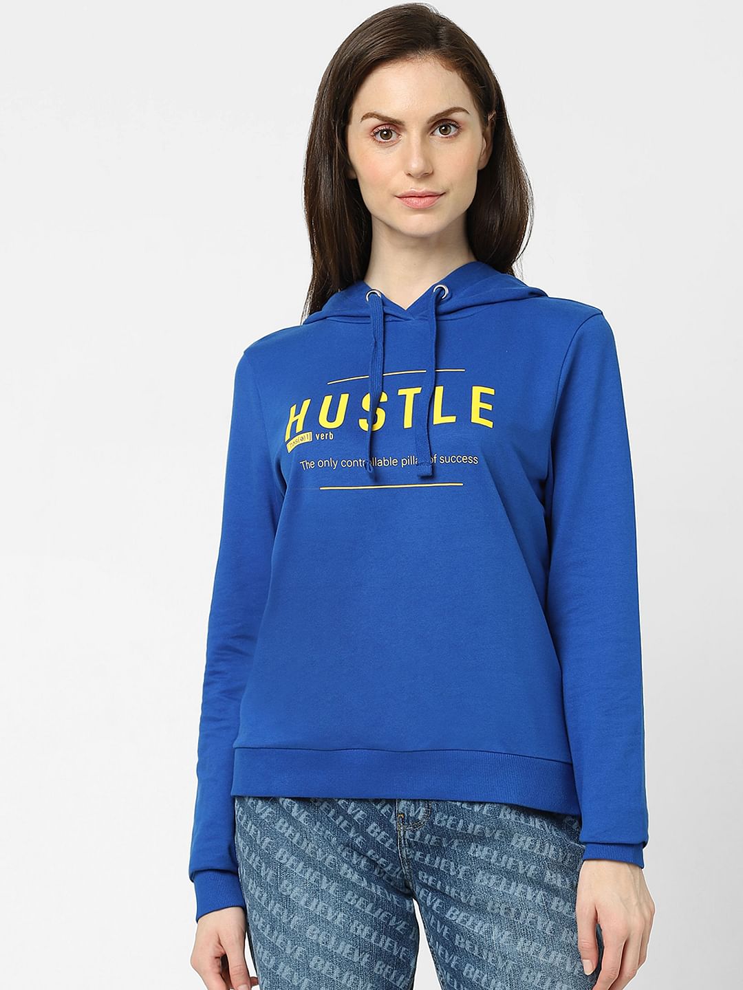 Blue Typographic Print Sweatshirt