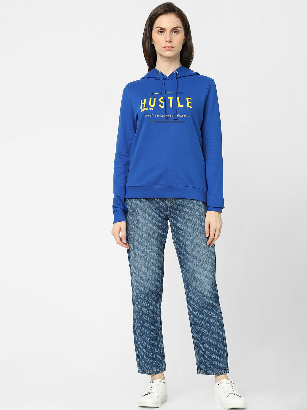 Blue Typographic Print Sweatshirt