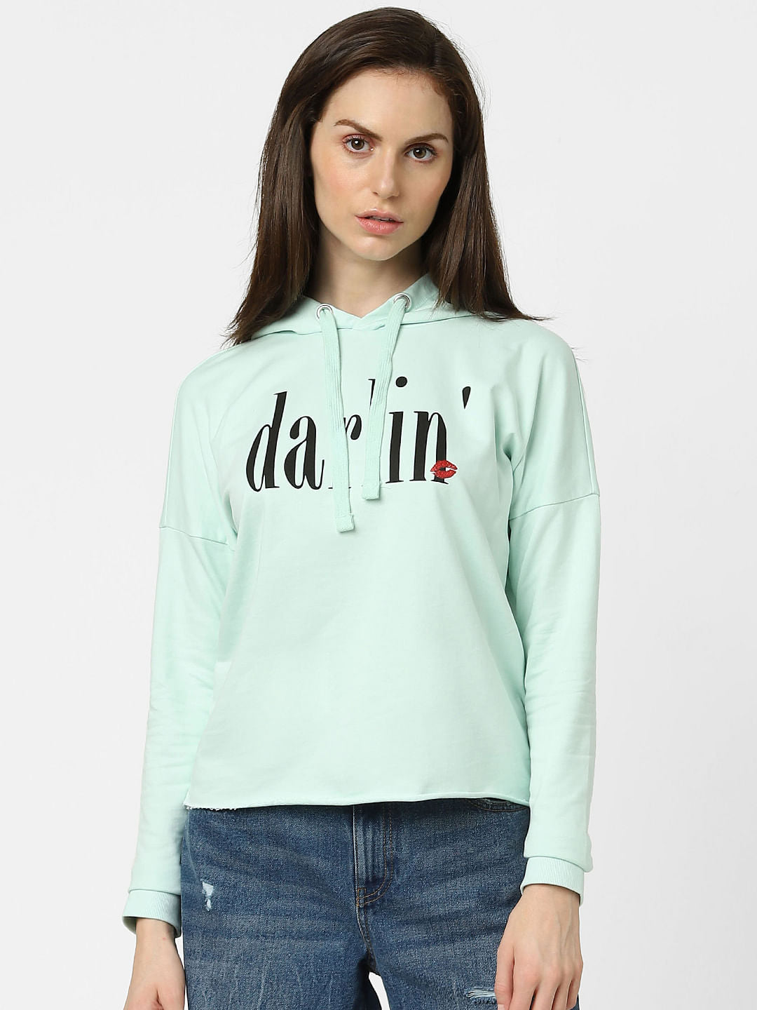 Blue Typographic Print Sweatshirt