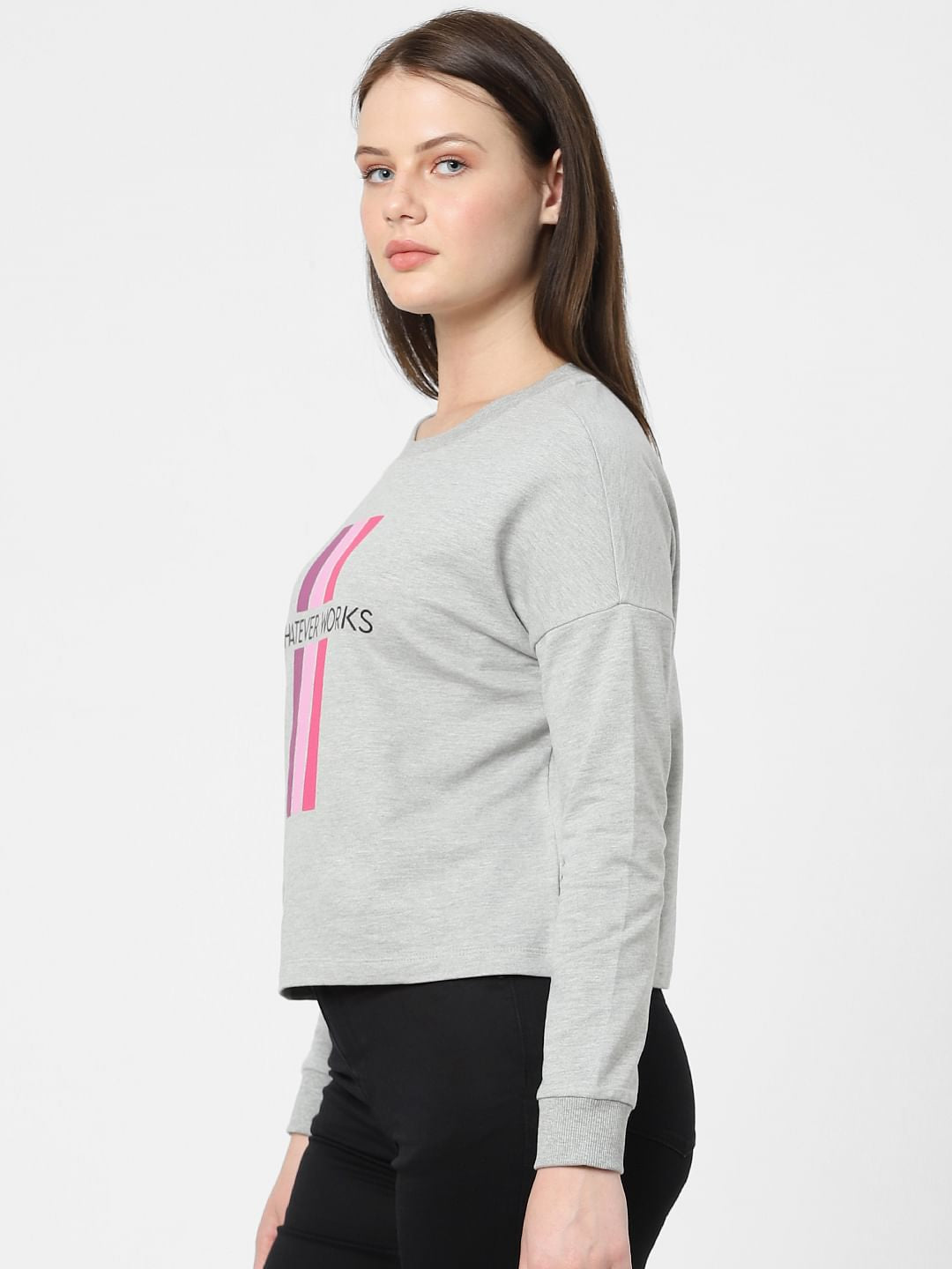 Light Grey Text Print Sweatshirt