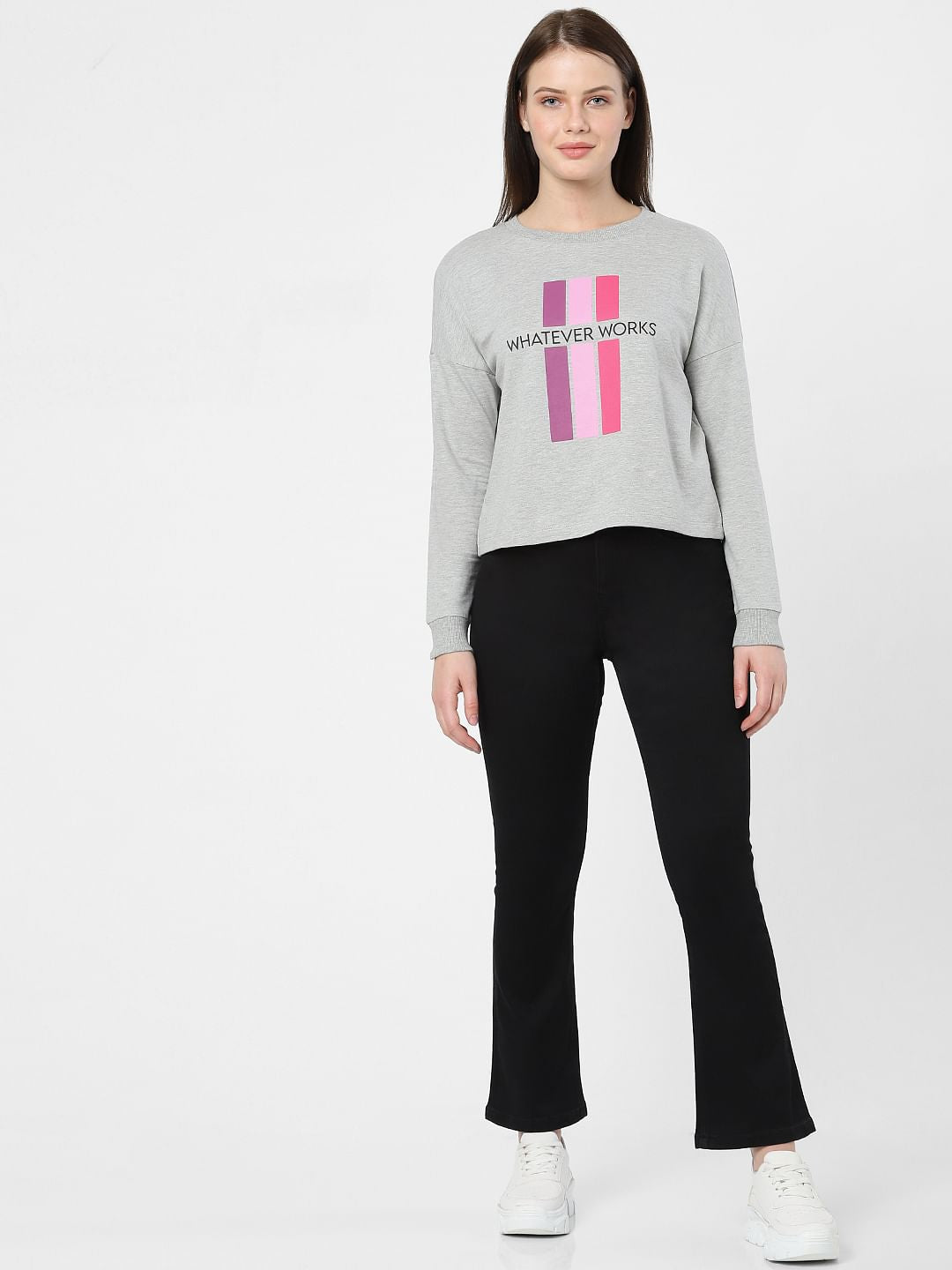 Light Grey Text Print Sweatshirt