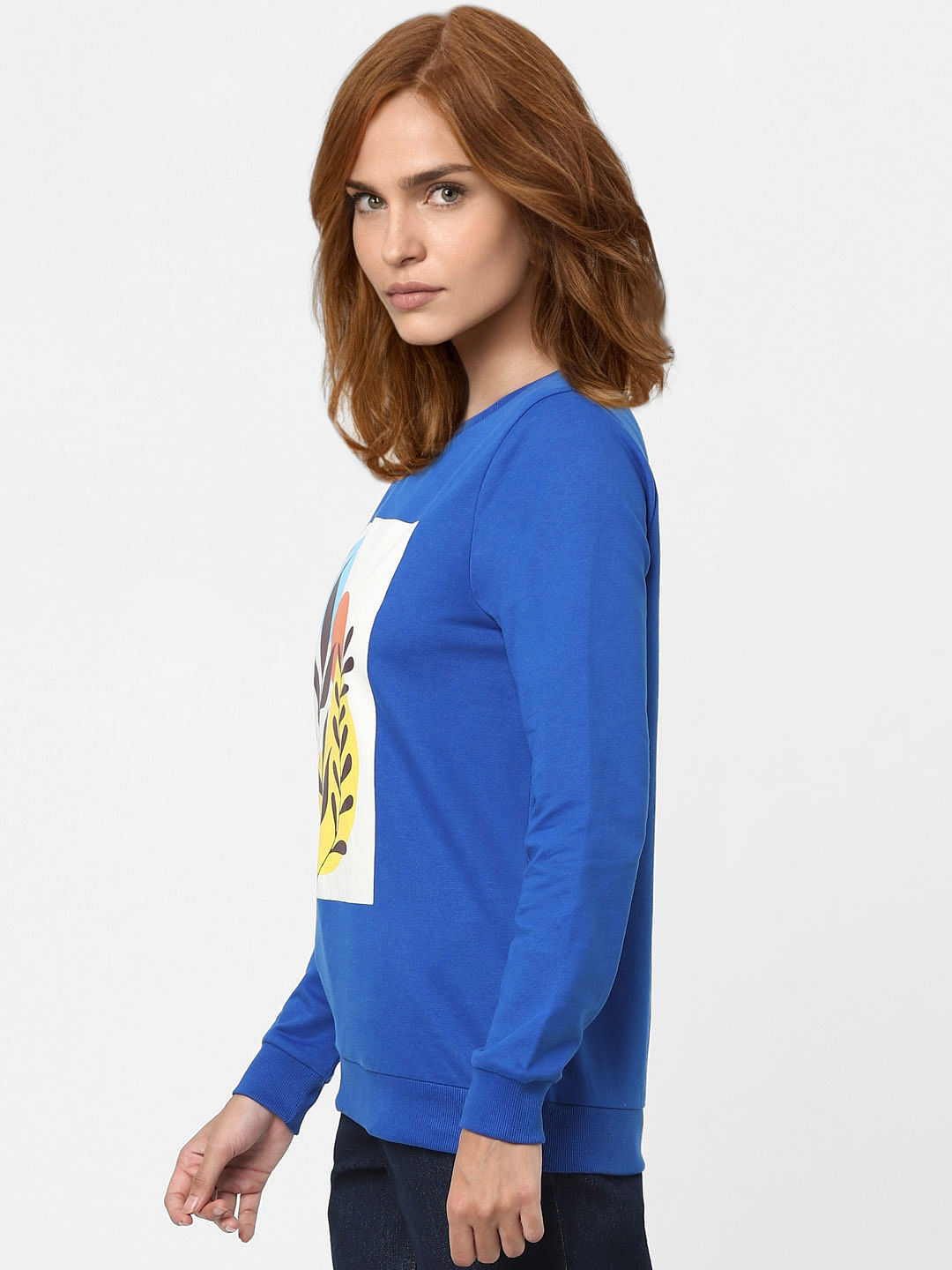 Dark Blue Graphic Print Sweatshirt