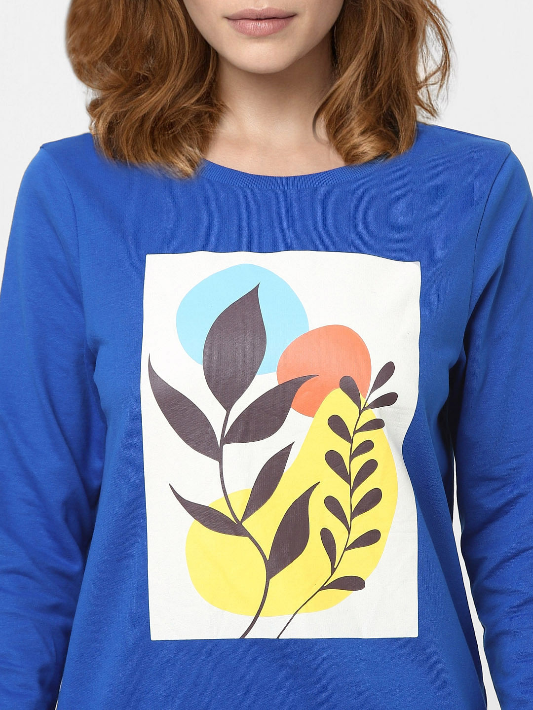 Dark Blue Graphic Print Sweatshirt