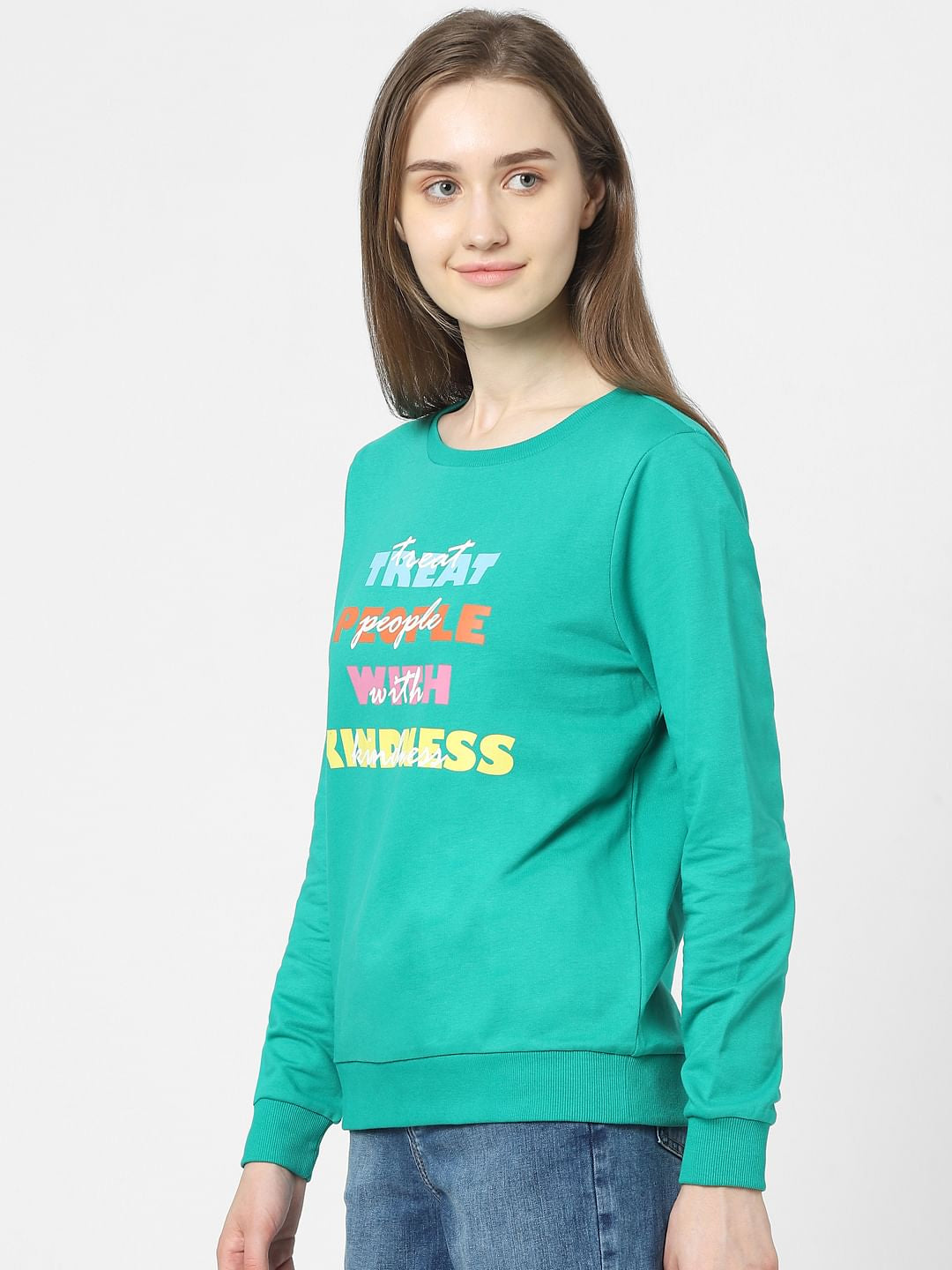 Green Text Print Sweatshirt