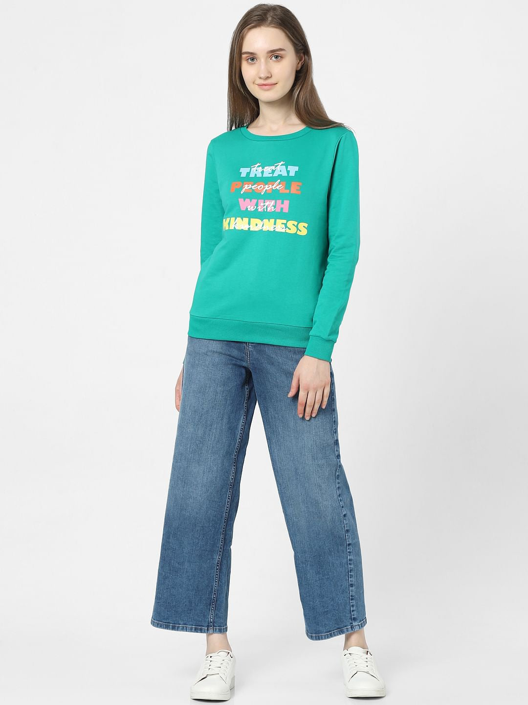 Green Text Print Sweatshirt