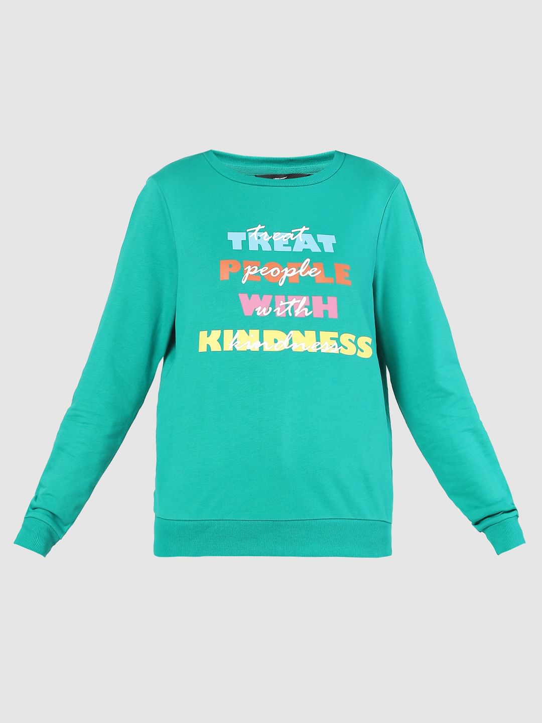 Green Text Print Sweatshirt