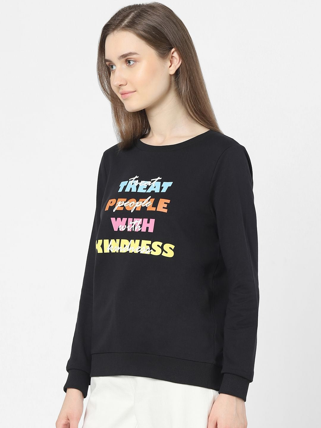 Black Slogan Print Sweatshirt