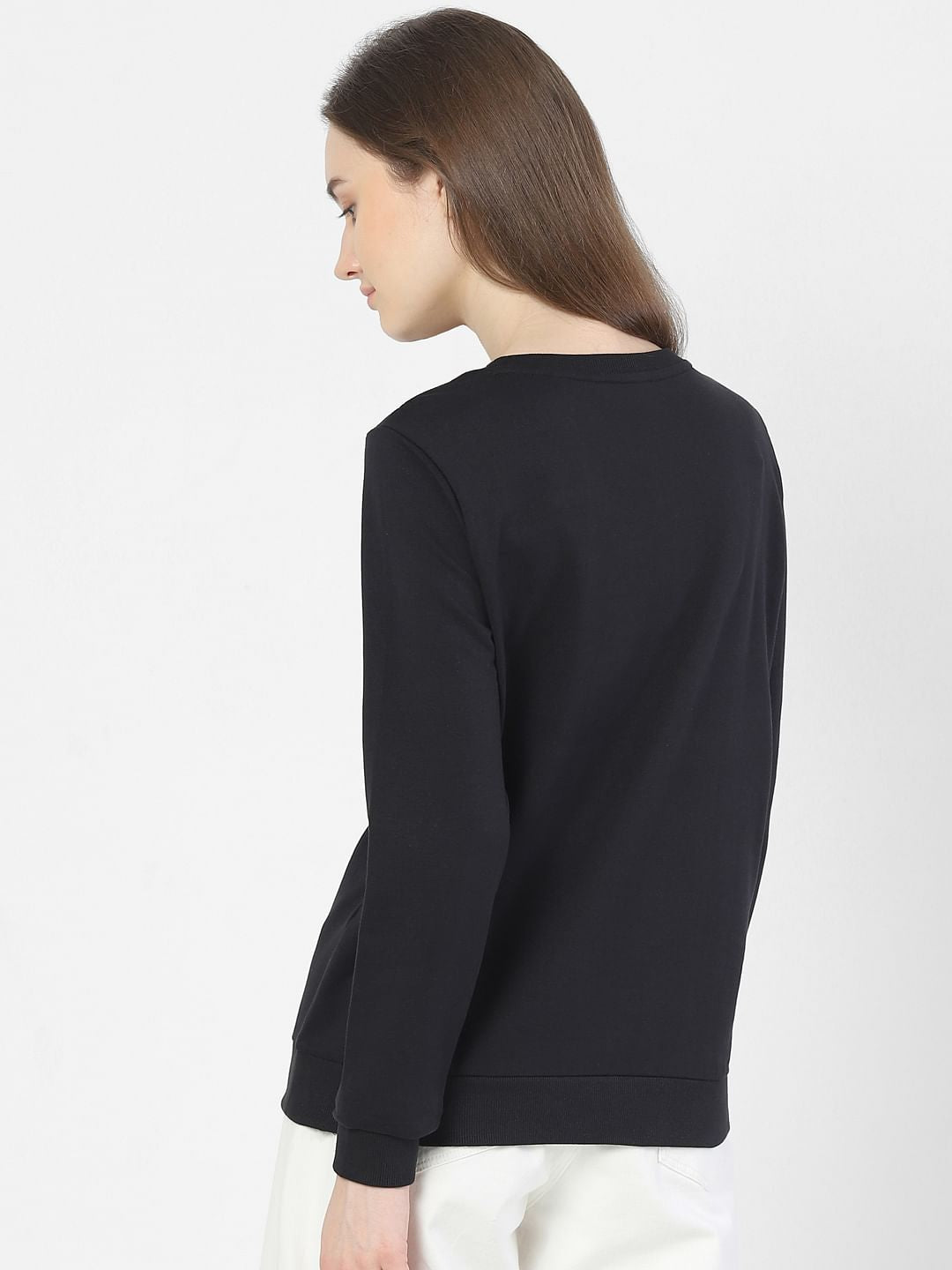 Black Slogan Print Sweatshirt