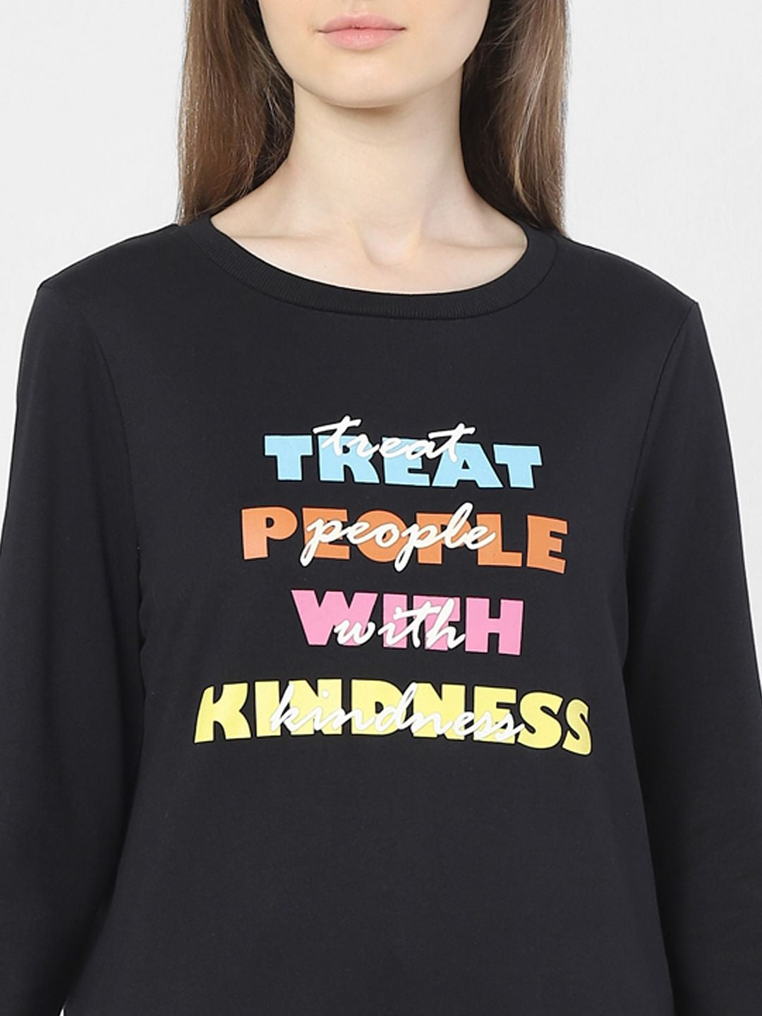 Black Slogan Print Sweatshirt