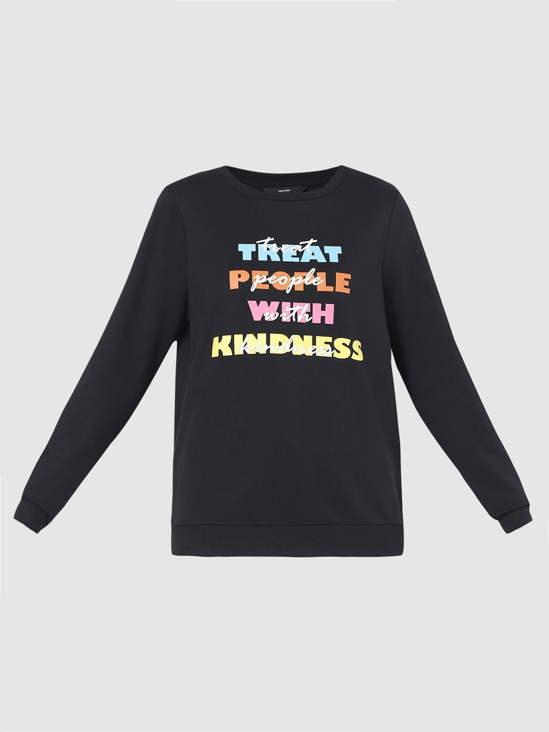 Black Slogan Print Sweatshirt