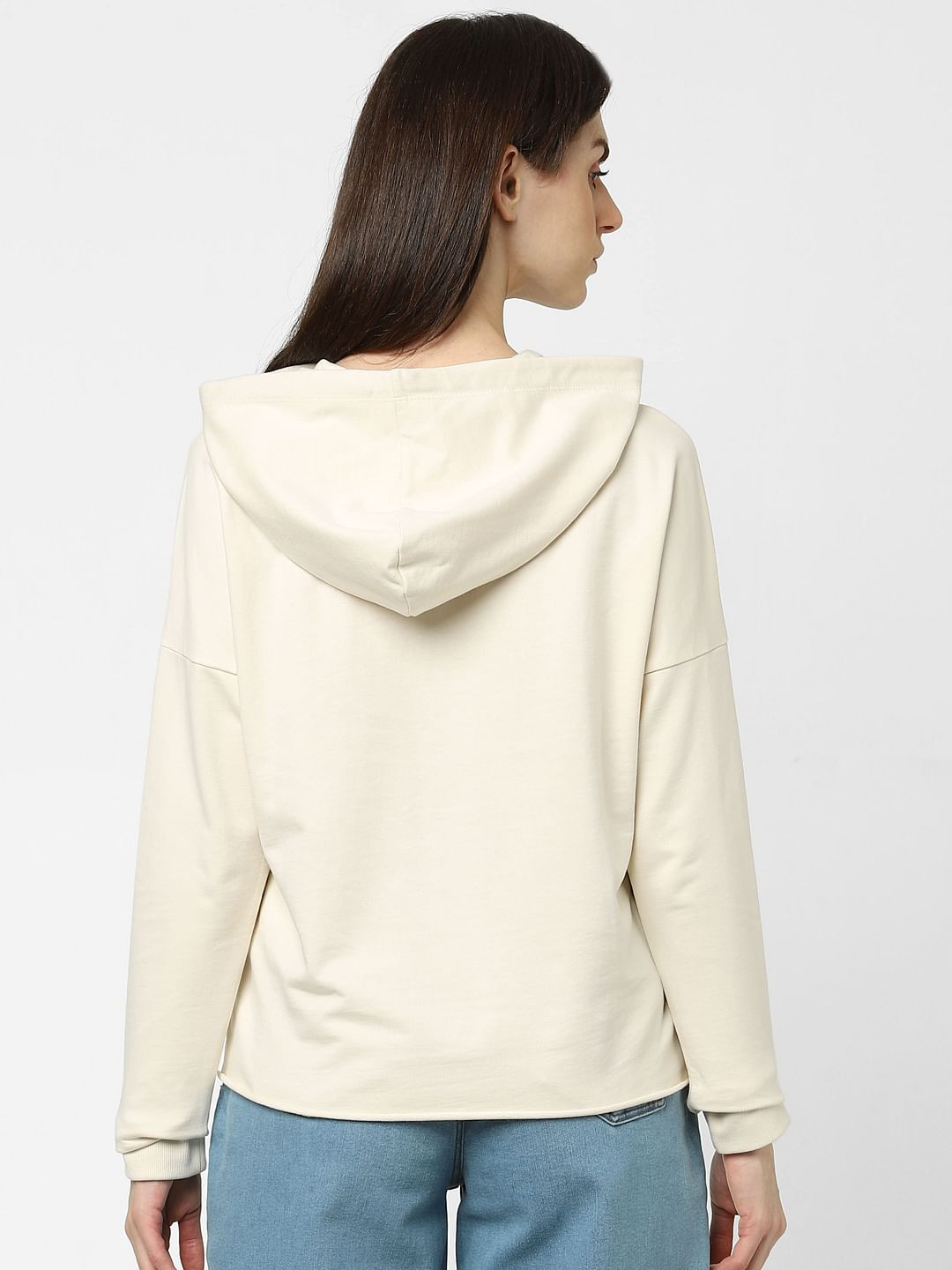 Beige Typographic Print Sweatshirt