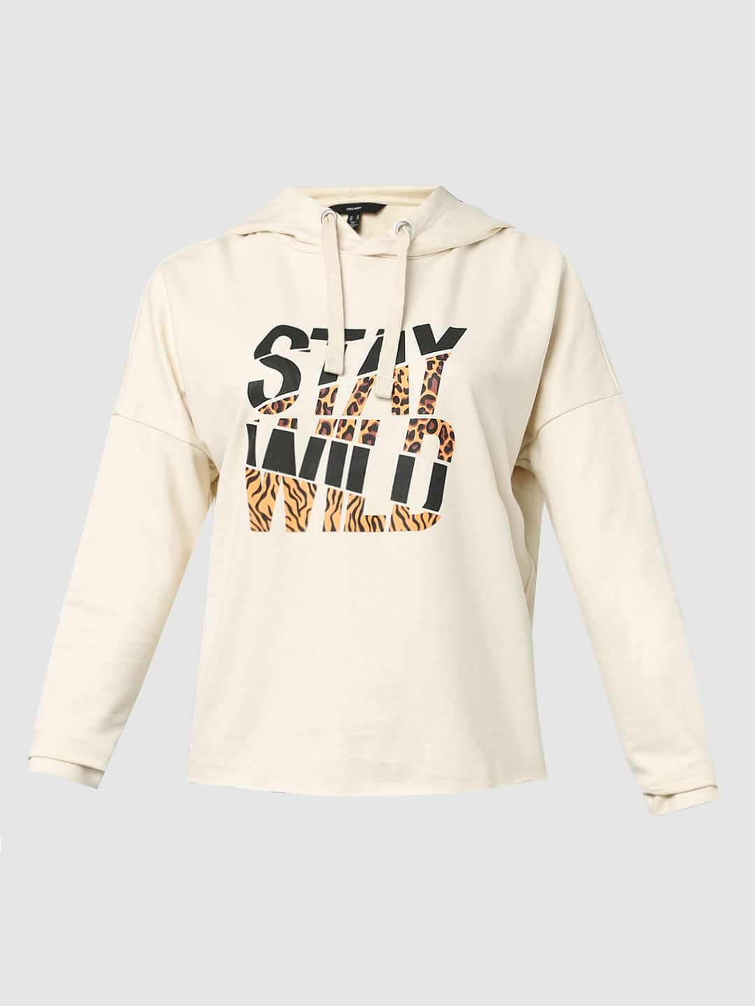 Beige Typographic Print Sweatshirt