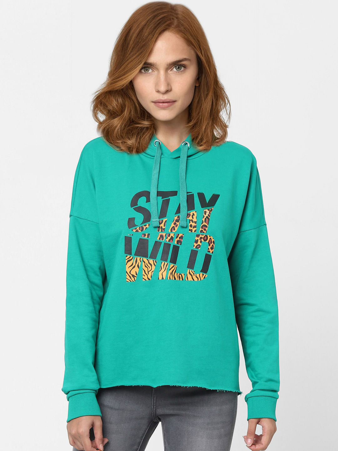 Green Typographic Print Sweatshirt