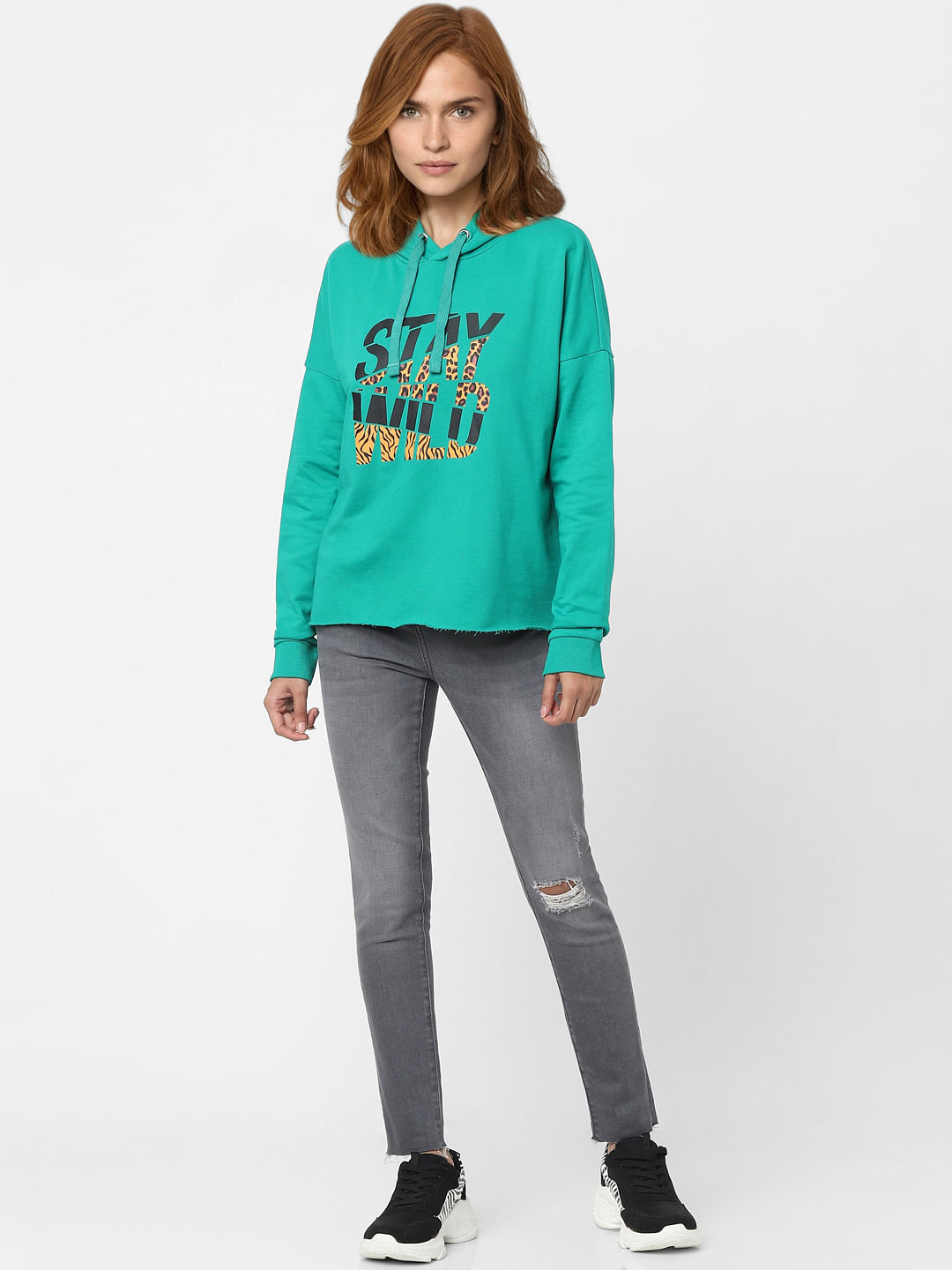 Green Typographic Print Sweatshirt