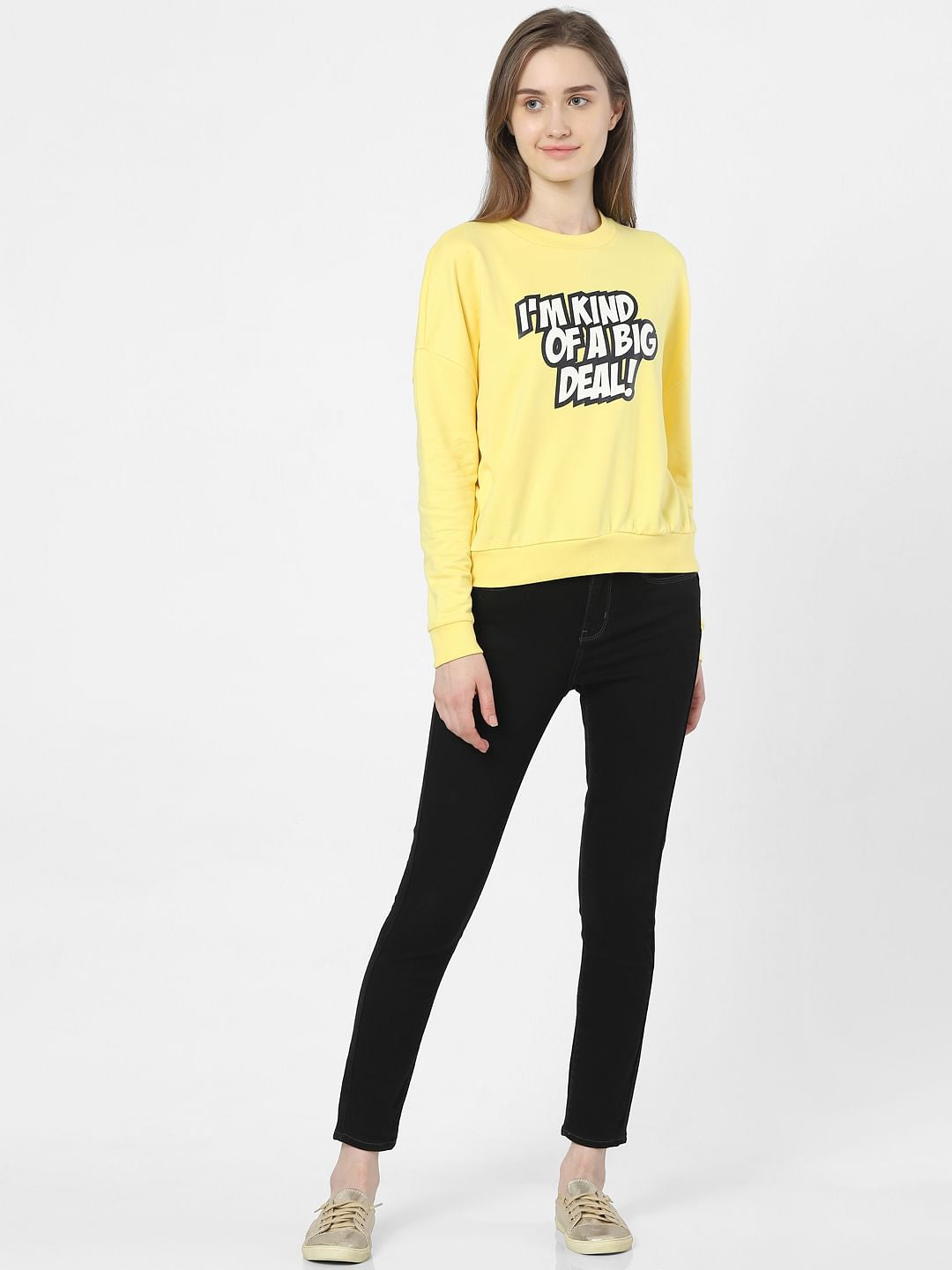 Yellow Typographic Print Sweatshirt