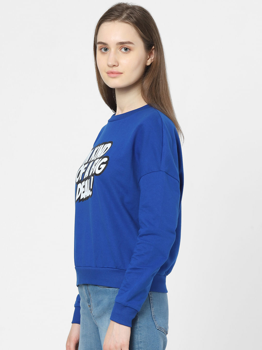 Blue Slogan Print Sweatshirt