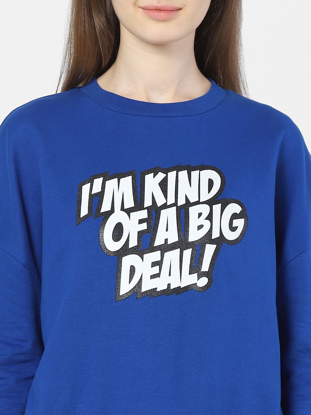 Blue Slogan Print Sweatshirt