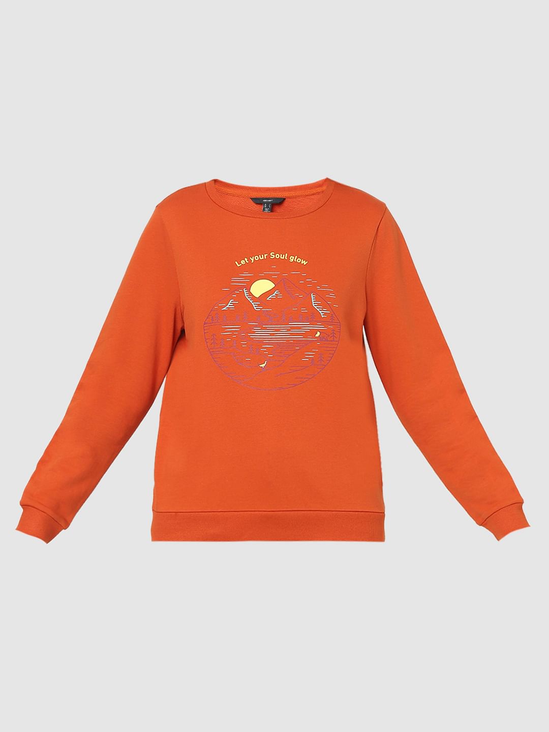 Orange Graphic Print Sweatshirt